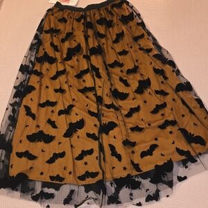 CHICWISH Halloween Velvet Bats Mesh Tulle Midi Skirt, Size S/M, NWT